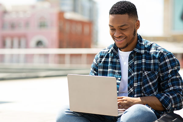 Student with laptop