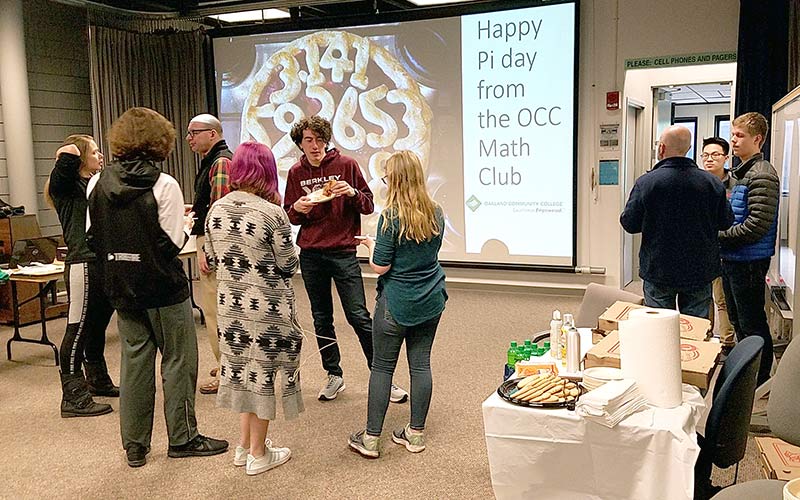 Students celebrating pi day. 