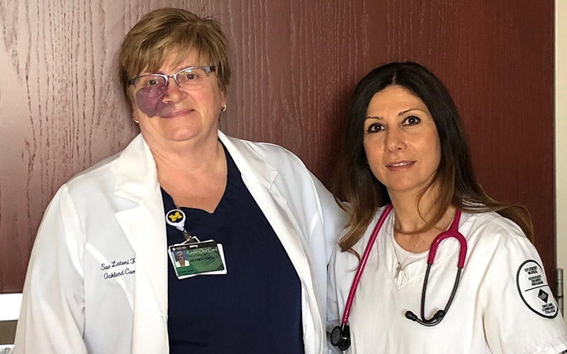 Nursing student Saba Putrus with her instructor Susan Latoni.